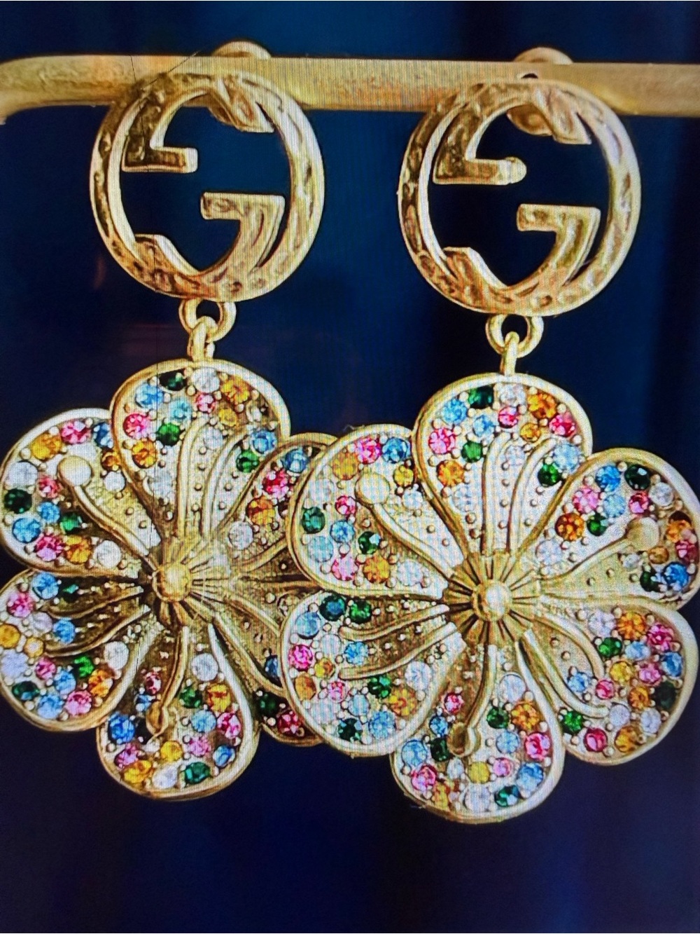 Unbranded Flower Drop Earrings with Multicolor Crystals